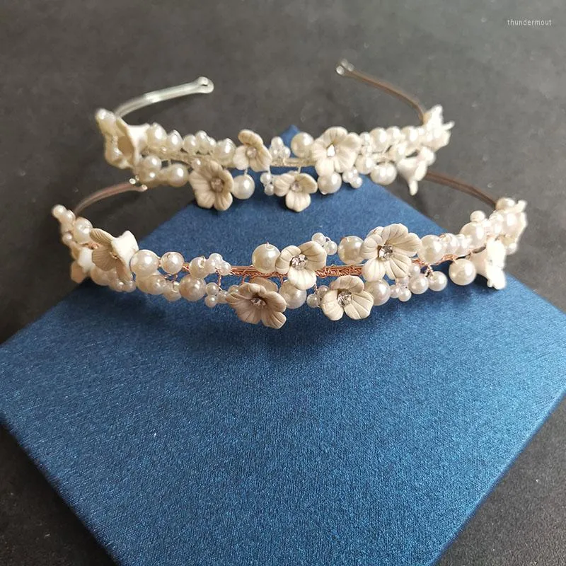 Pinces à cheveux SLBRIDAL fait à la main de luxe cristal strass perles Ceram fleur mariée diadème mariage demoiselles d'honneur fête couronne femmes bijoux