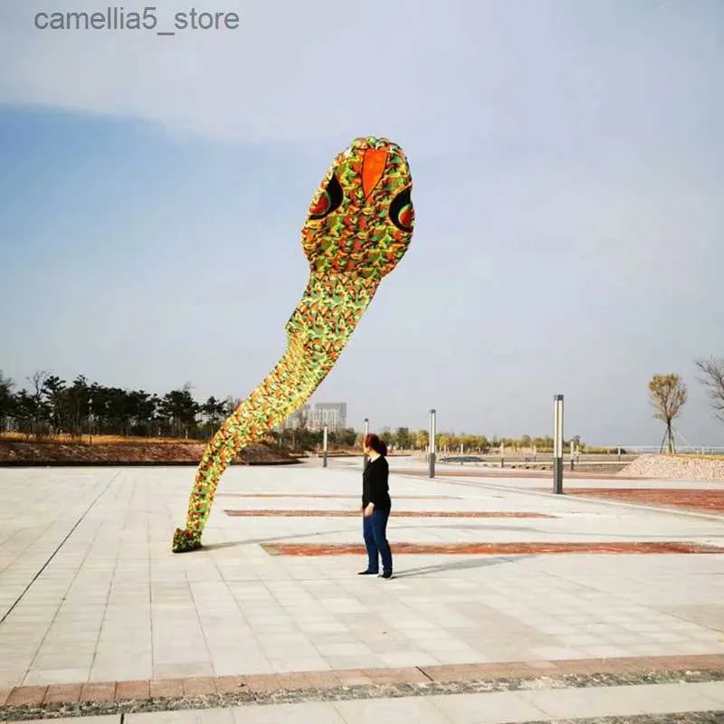 Kite Accessories New 40/60m Camouflage Big Snake Kite Outdoor Sports Flying Toy Color Animal Kite Tear Resistant Adult Soft Kite Single Line Toy Q231104