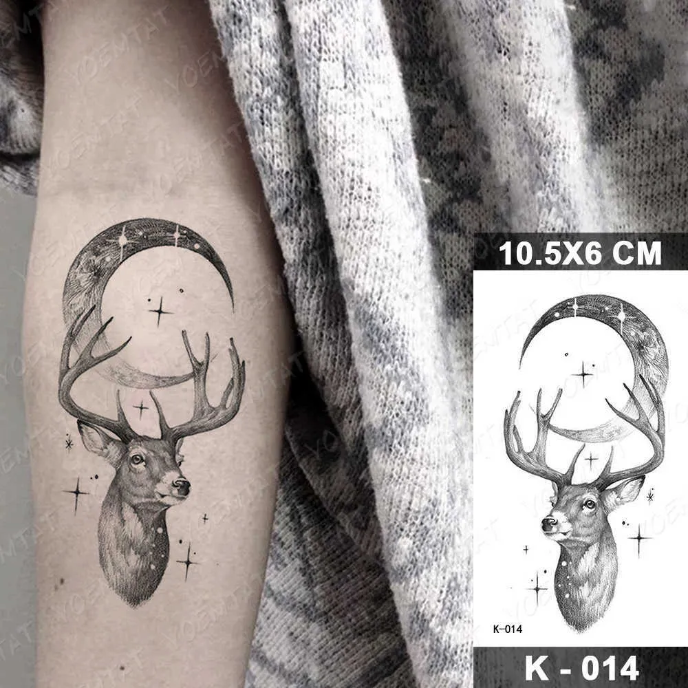 Tatuagens Temporárias Realistas 5 Folhas, Lua Pequena, Veado, Estrela,  Desenhos De Montanha, Adesivos De Arte À Pele À Prova Dágua Para Mulheres E  Homens De Misihan09, $23,85 | DHgate, image size:1000x1000