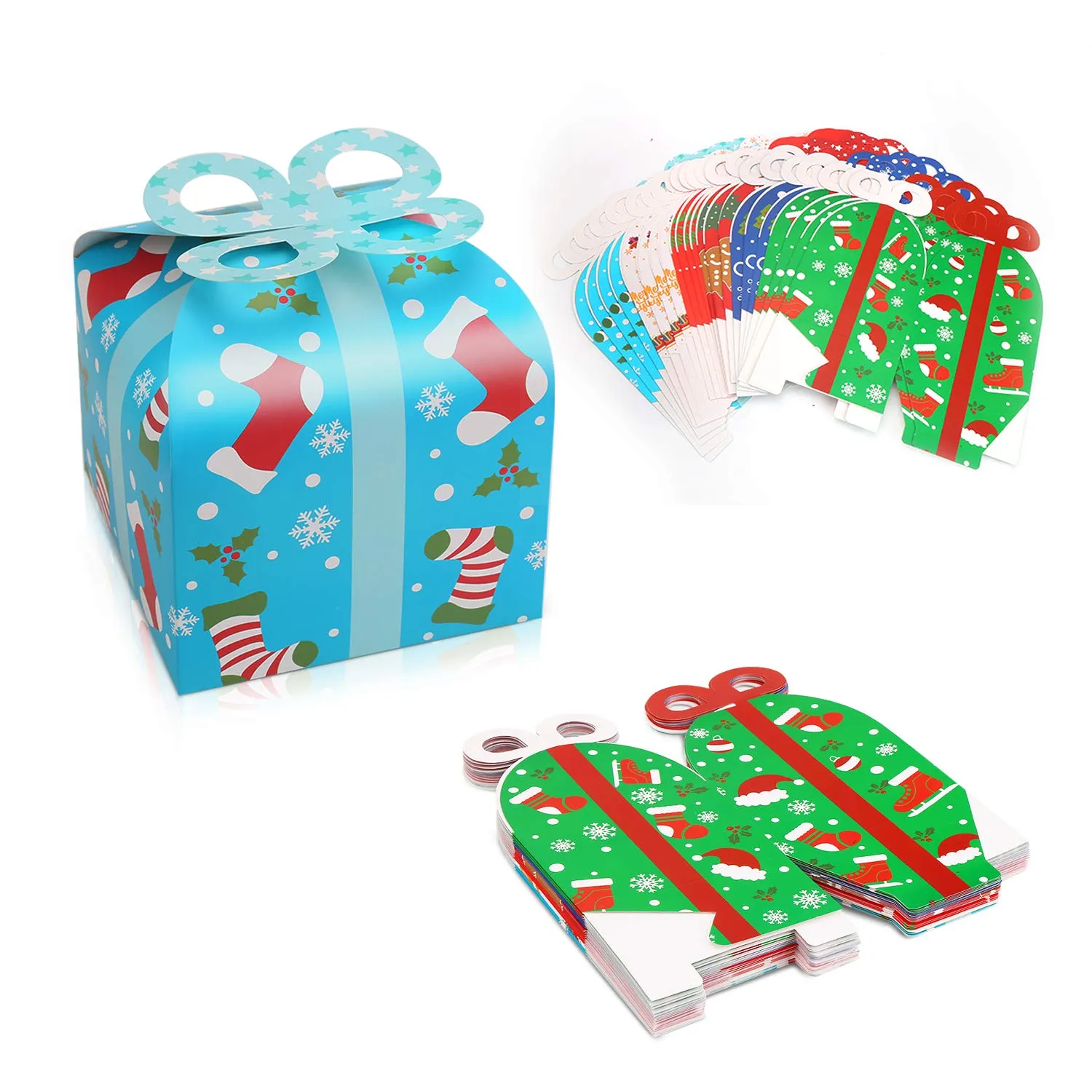 Juldekorationer Kraft Goody presentförpackningar 24 Xmas Party Paper Treat Candy med Bow för Favor Drop Delivery AMODQ