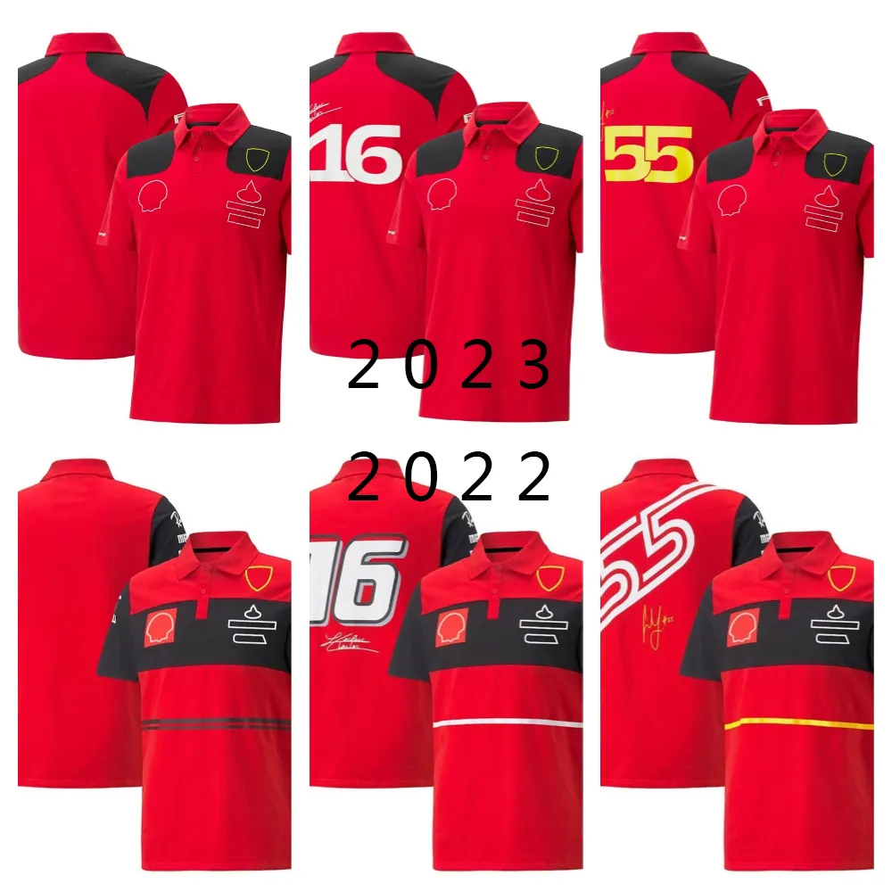 F1 Formula One Team Dress 2023 New Season Red Racing Dress Car Lapel T-shirt Short Sleeve Customization for Men and Women