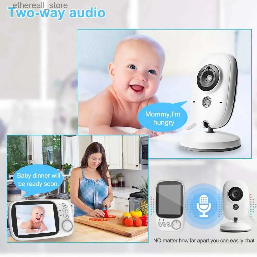 Monitor De Video Para Bebés Con Pantalla Grande De 3.2 Pulgadas Con Audio  Bidireccional Para Madre E Hijos, Cámaras De Vigilancia De Video De Visión  Nocturna Ir Con Pantalla De Visualización De