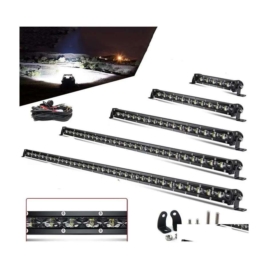 Işık çubukları Çalışma Işıkları Lymoyo 6d İnce LED çubuk 12V 8 14 20 26 32 38 44 50 inç Spot Taşkın Kombo SUV 4x4 Off Yol Çalışma Lambası D DHEFX