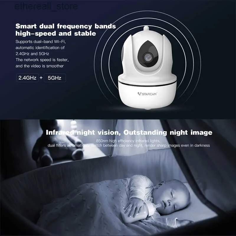 Baby Monitors VSTARCAM CS26Q 5MP Wireless IP Camera 1520p IR CCTV WiFi Home Surveillance Security Camera System inomhus PTZ Camera Baby Monitor Q231104