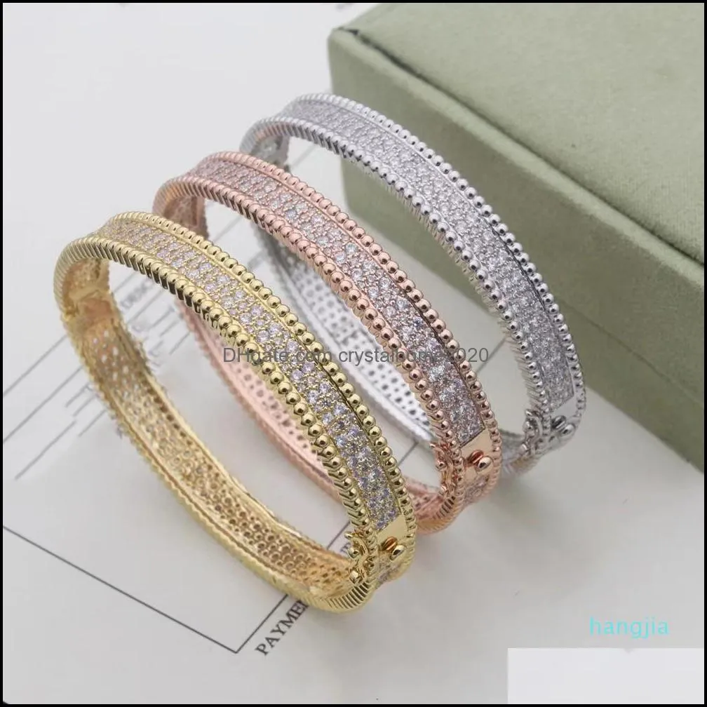 fashion high quality bangle four leaf clover 3 colors bracelets bracelet 18k gold for women girls valentines jewelry-ai