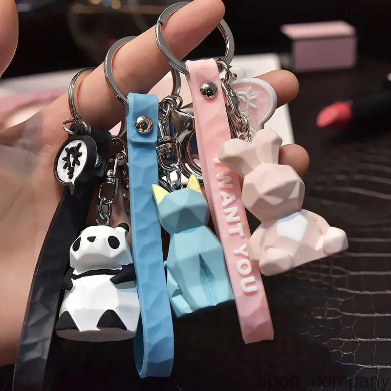 Stereo Cute Cartoon Animal Keychain for Kids Panda Keyring Mobile Phone Bag Fun Pendant Boys Girls Keychains New Fashion