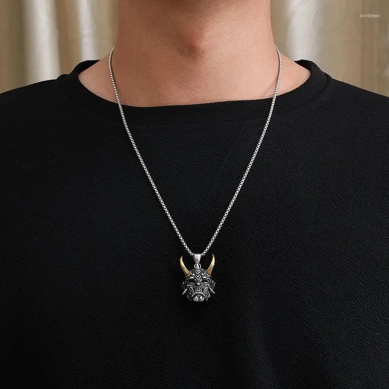 Pendant Necklaces Men's Stainless Steel Necklace Fangs Demon Mask Retro Gothic Punk Style Monster Skull Jewelry Gift