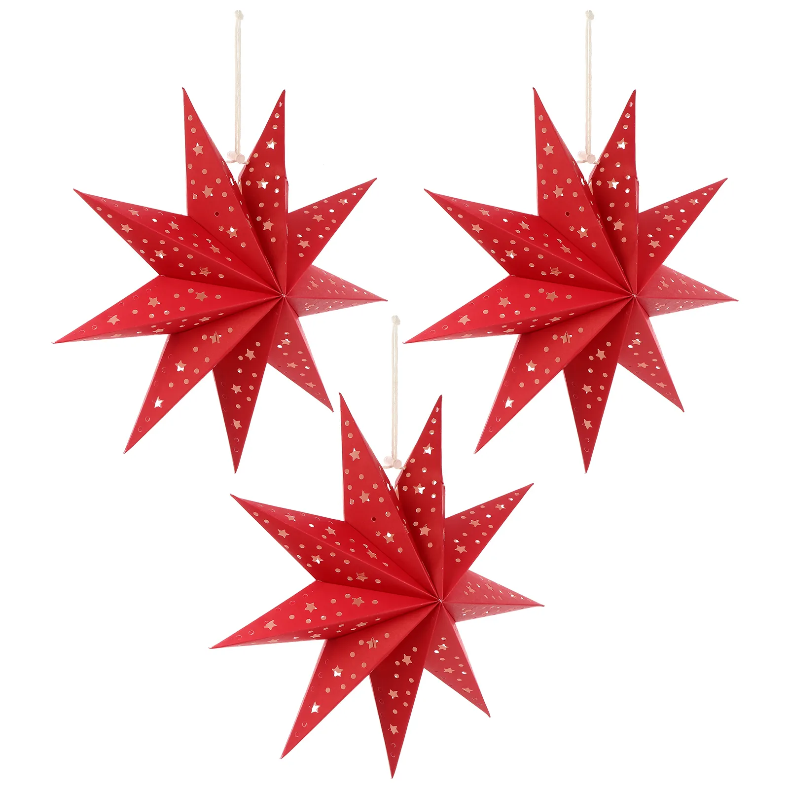 Other Event Party Supplies 3pcs Christmas Stylish Delicate Chic Paper Lamp Shades Star Shade Pendants Hanging shades for 230404