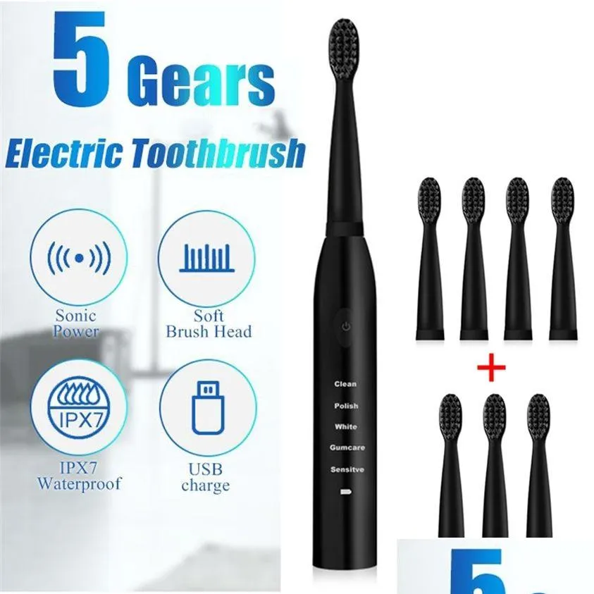 Smart Electric Tooth Brush Trasonic Sonic laddningsbara tandborstar Tvättbara elektroniska blekningständer ADT TIMER 220218 DROP DELIVE OTZHL