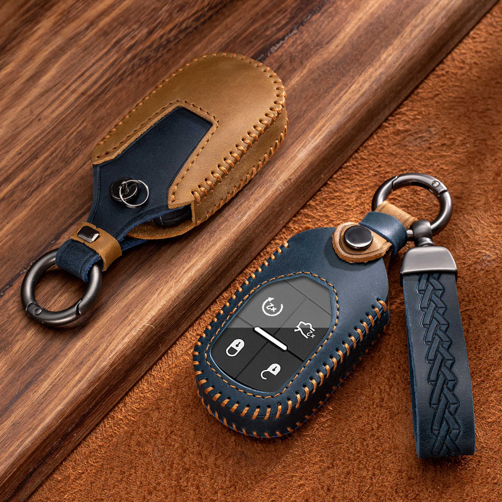 Leather Car Key Protection Bag Car Key Holder Keychain Ring Case Fit for MG  Auto