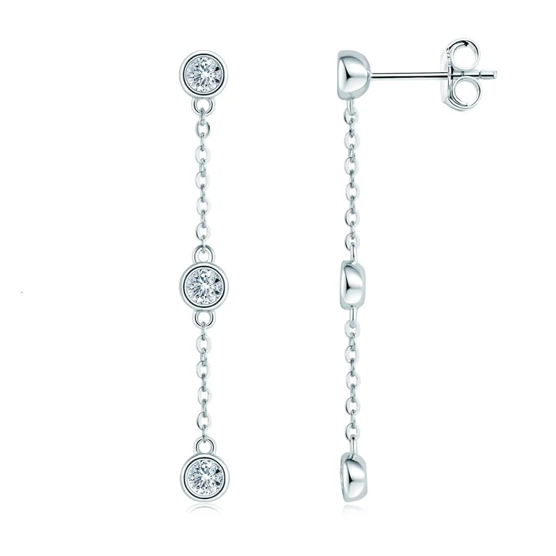 Ушная манжета iogou Real D VVS1 Серьги для сети для женщин 925 Серебряная 3 -мм рамка набор круглых среза