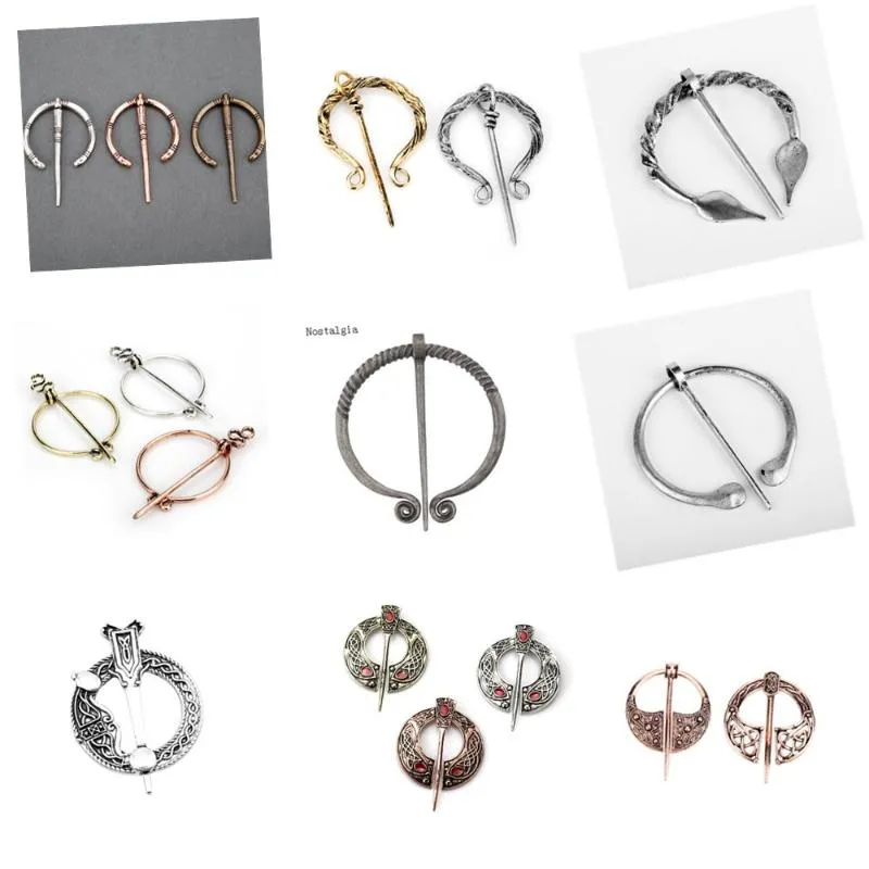 Brooches Pins Viking Brooch Cloak Pin Medieval Clasp Jewelry Antique Twists Knotted Fibula Penannular CollectionPins