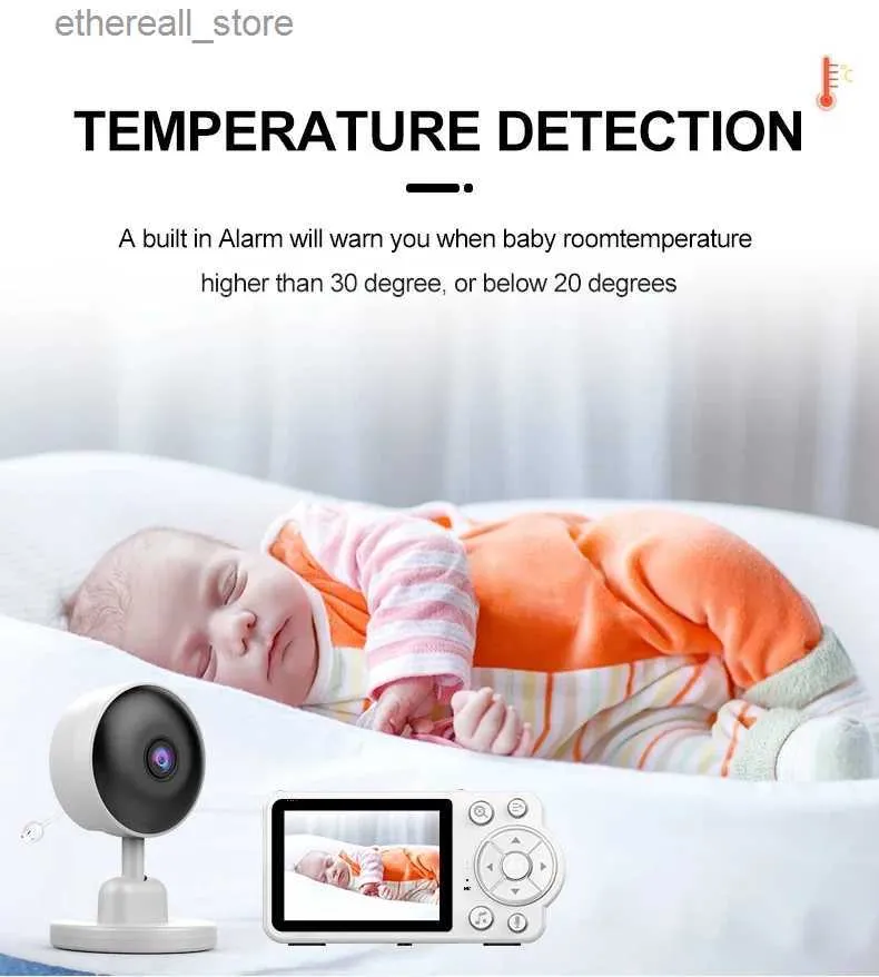 Baby monitor Telecamera di sorveglianza di sicurezza elettronica per baby monitor con display LCD da 2,8 pollici Videocitofono per neonati Q231107