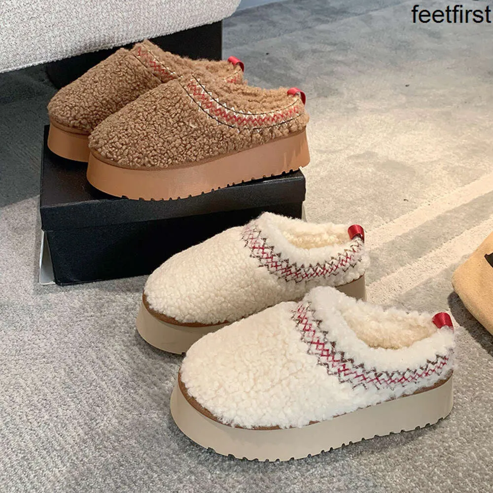 Ugglie Slipper Tasman pas cher Diapositives en fourrure de châtaigne Sherpa polaire moelleuse Tazz tresse éraflures Mules Femmes Ultra Mini Plate-forme Botte Chaussures à enfiler Confort Australie