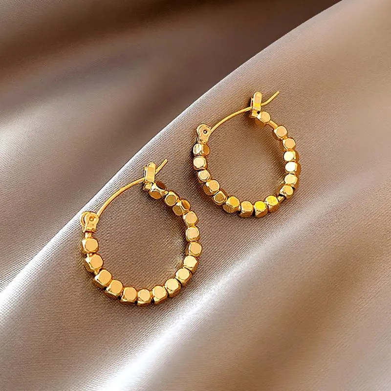 Hoop Boucles D'oreilles Huggie À La Mode Exquis 14k Véritable Cube En Or Pour Les Femmes De Haute Qualité Charme Tempérament Bijoux Mariages Fête GiftsHoop