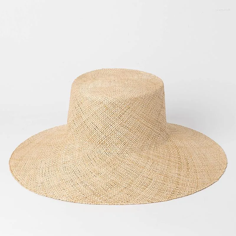 Wide Brim Hats Sunscreen Sunshade Cap Flat Top Straw Hat Outdoor Tourism Beach Caps Adjust Size Basin Panama HatWide