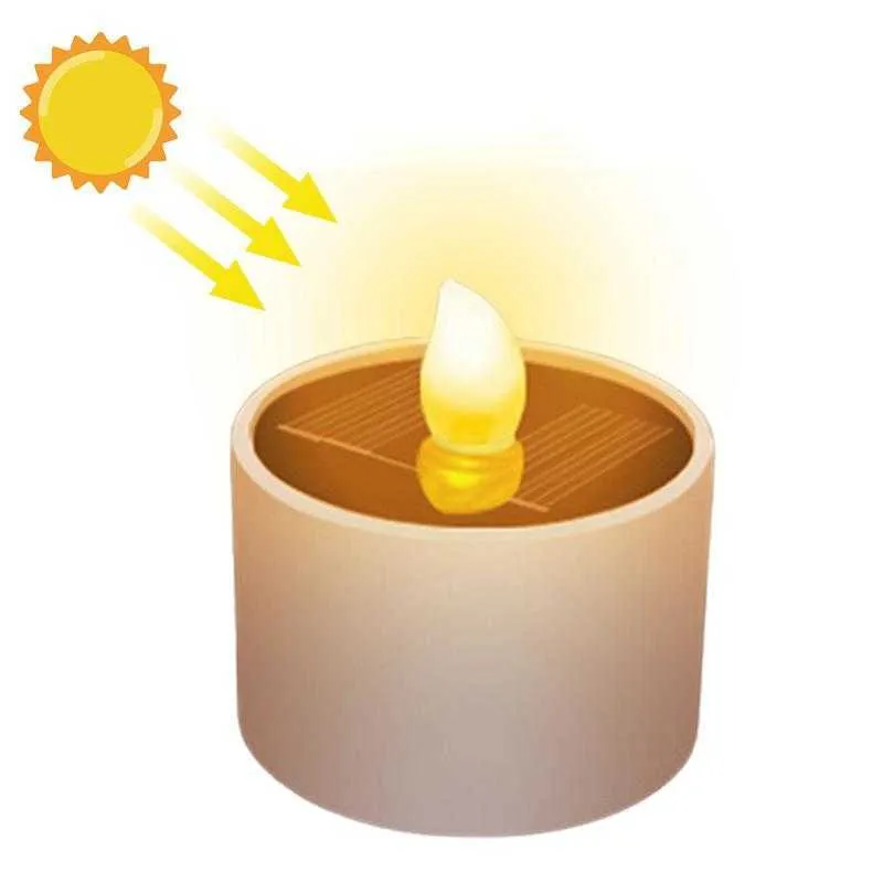 Iluminação de novidade 1pc sem chamado LED de velas LED Luz recarregável de chá solar velas leves para o quarto decoração de casa Luzes de chá eletrônicas P230403