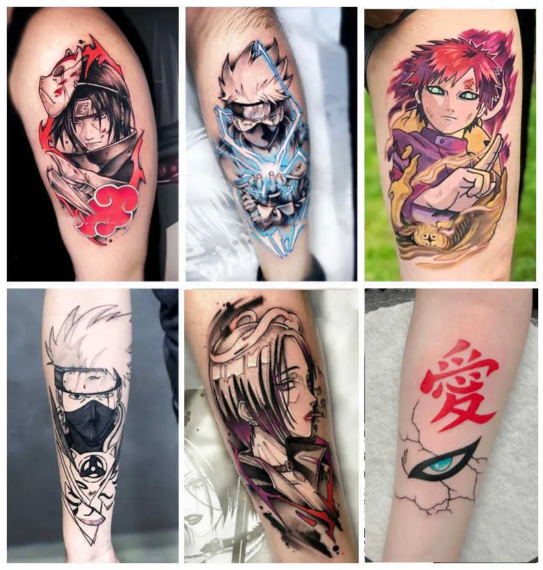 Tattoo stickers waterproof male and female long-lasting Japanese comics  two-dimensional Naruto Uzumaki Naruto Kakashi Gaara - AliExpress