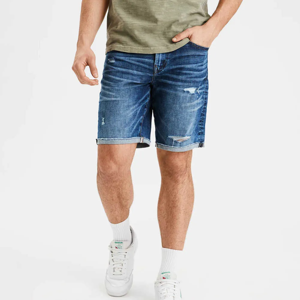 Herren-Shorts Herren-Jeansshorts mit zerrissenen Stretch-High-Street-Jeans in Distressed-Optik Z0404