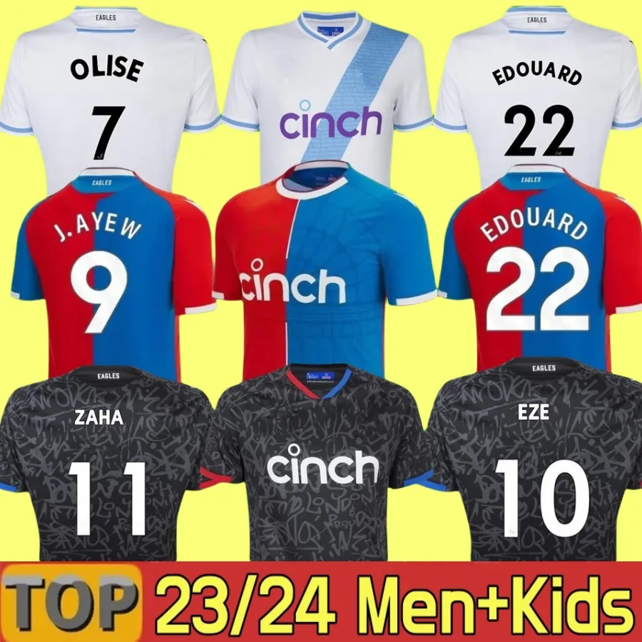 4XL 23/24 CRYSTAL OLISE Palace Troisième maillots de football ZAHA EZE J.AYEW Maillots de pied extérieur BENTEKE MILIVOJEVIC MATETA ANDERSEN GALLAGHER Kit de maillot de football à domicile