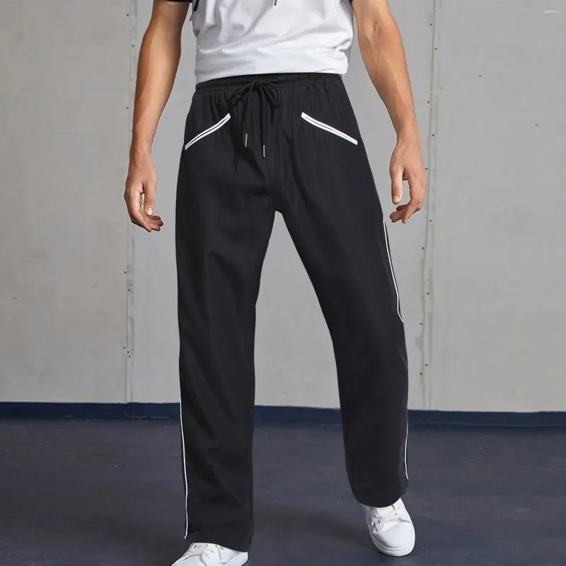 Pantalones de hombre Casual jogging fitness con bolsillos pantalones deportivos cintura a rayas media