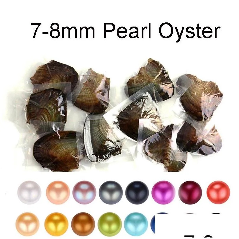 Pearl DIY 7-8mm المياه العذبة Akoya مع لؤلؤة واحدة مختلطة 25 لون الدائرة الجودة الطبيعية للهدية مجوهرات تسليم إسقاط LO DHZ3L