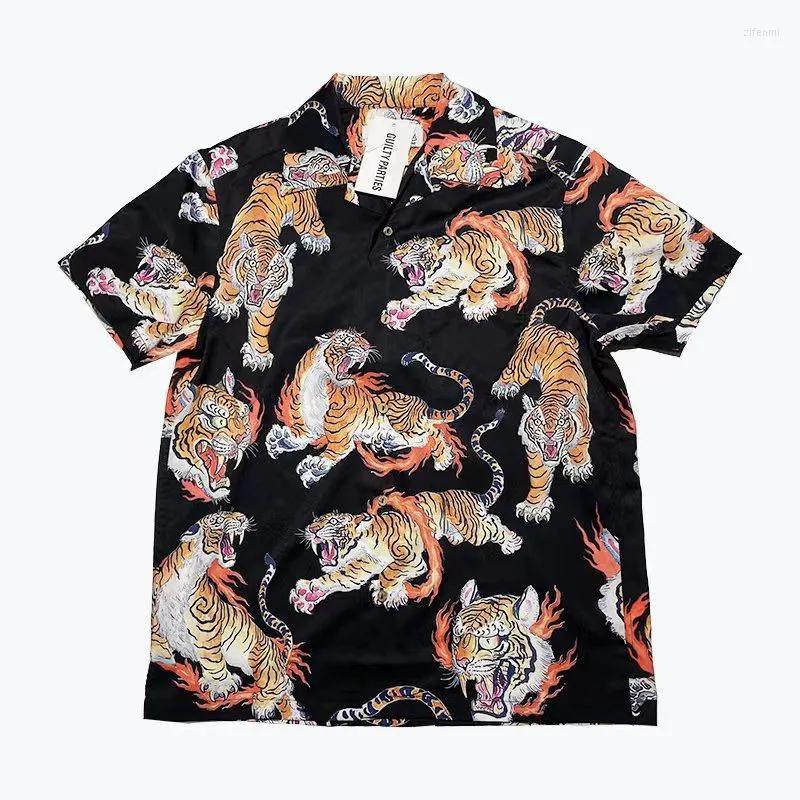 WACKO MARIA Black Tiger Hawaiian Shirt Mens Casual From Zifenmi