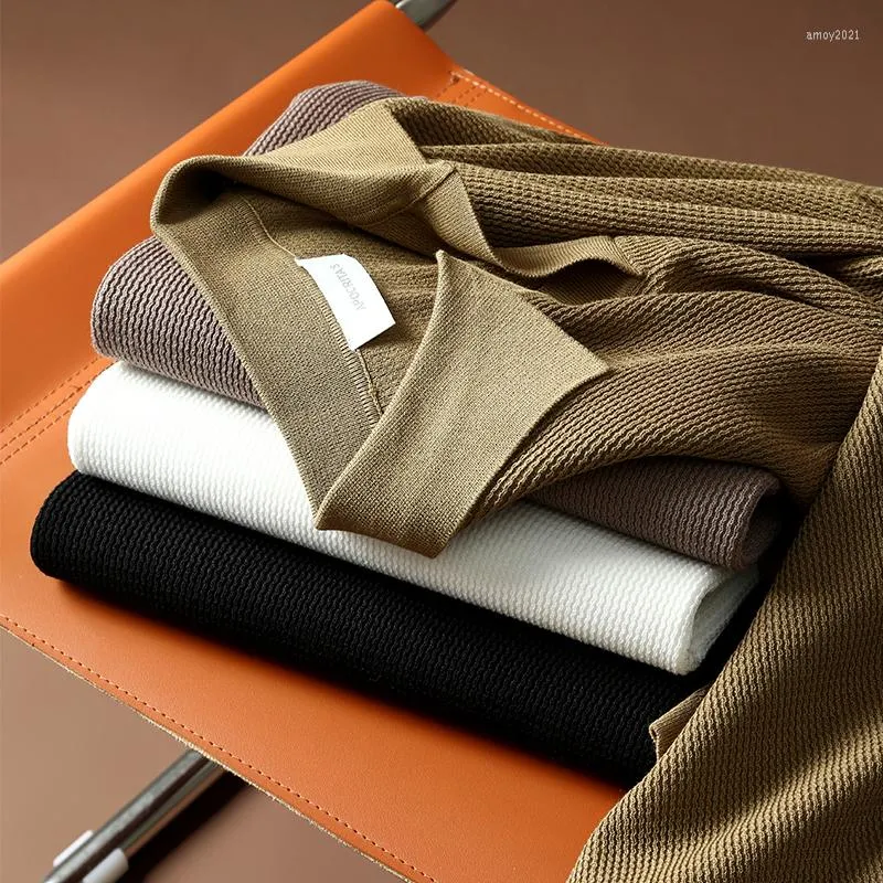 Polos für Herren Pendlerbekleidung Advanced Sense Poloshirt mit V-Ausschnitt, lockeres Herrenhemd mit kurzen Ärmeln