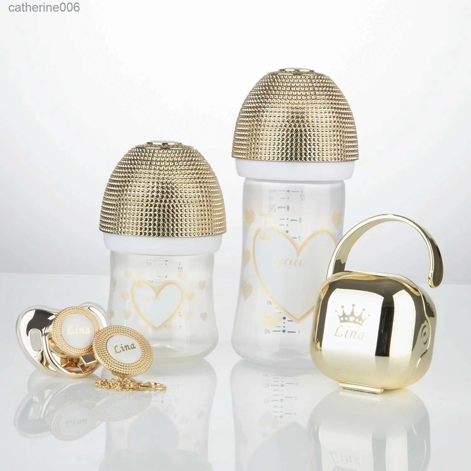 Chupetas # miyocar adorável luxuoso personalizado chupetas de bebê e conjunto de garrafa de bebê com nome para menino e menina 0-6 meses chuveiro de bebê l231104