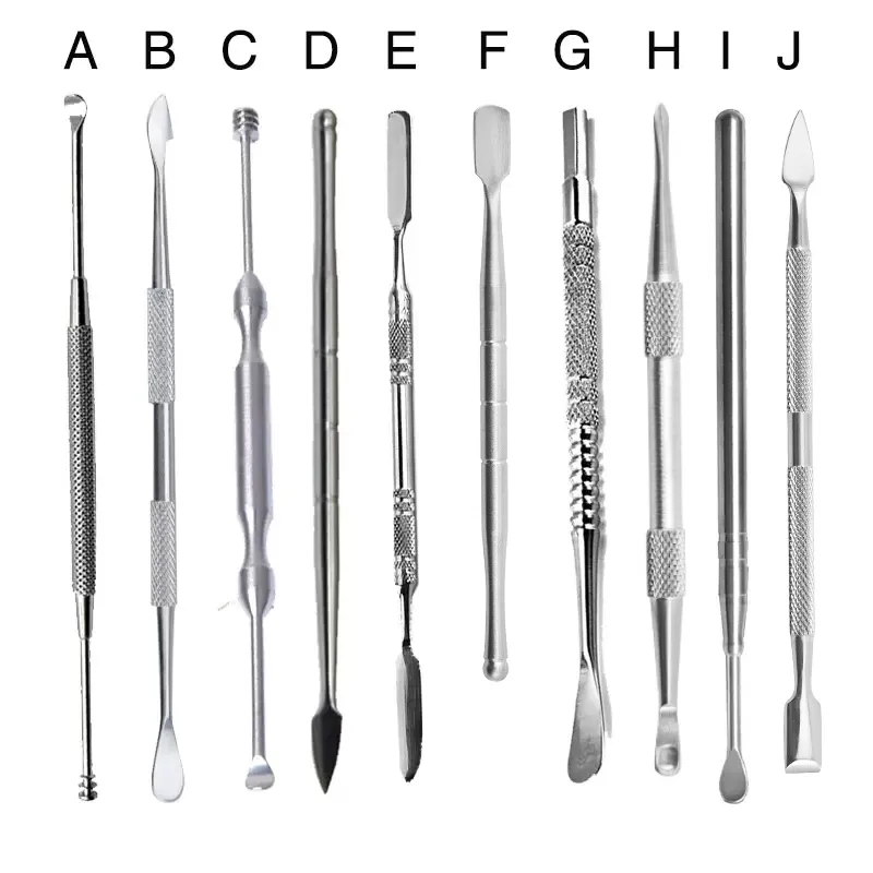 Acier inoxydable fumer Dab outils cire Dabbers baguette Scoop Pick spatule pelle métal plate-forme outil tamponnant plates-formes clous bâtons collants