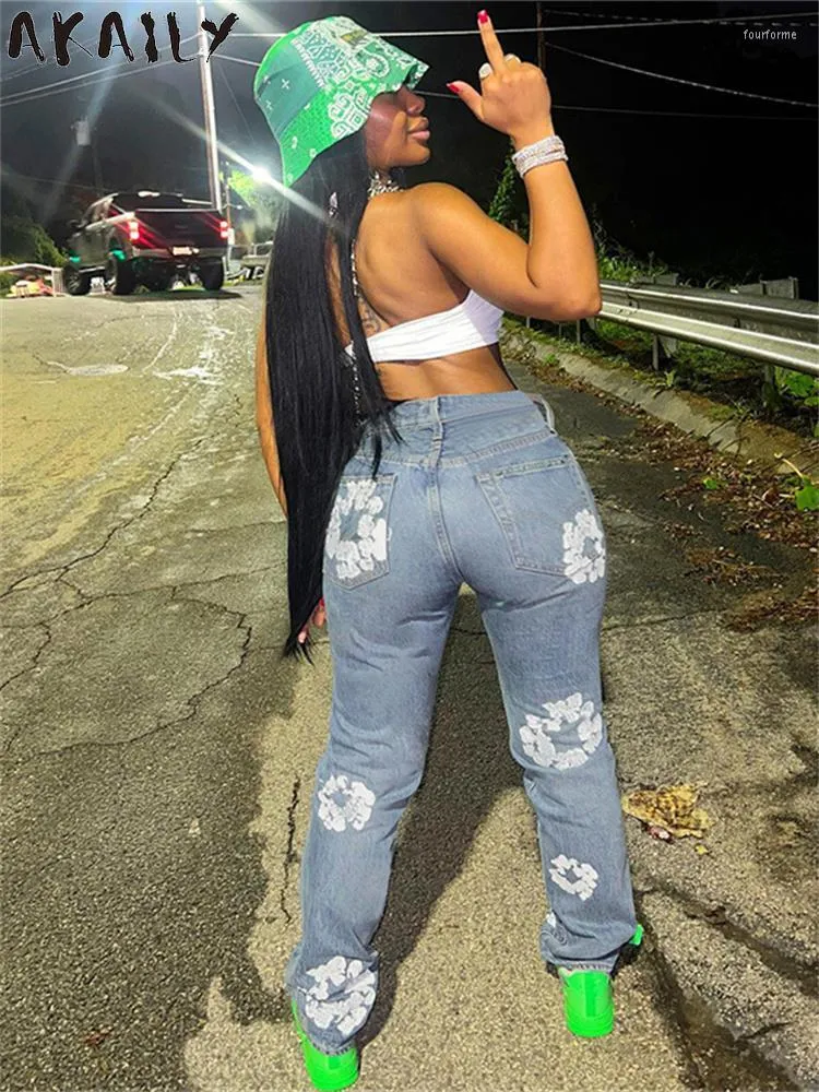 Womens Jeans Akaily Fall Floral Print For Women Streetwear 2023