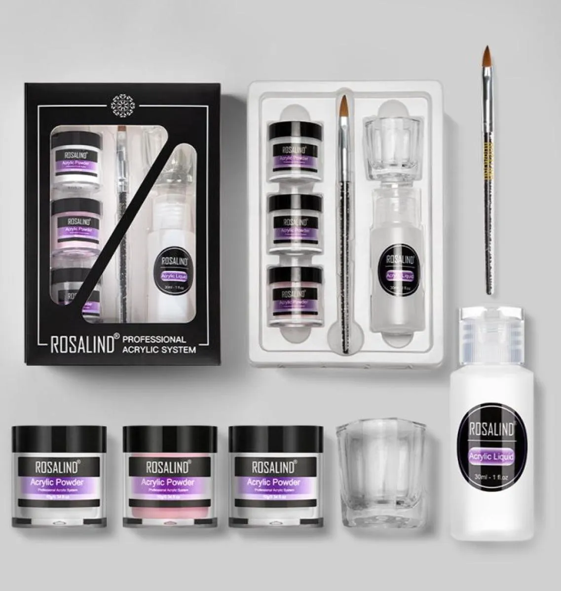 Kits d'art d'ongle ensemble d'extension poudre acrylique pour Kit Semi Permanent Gel vernis constructeur Base Top8475848