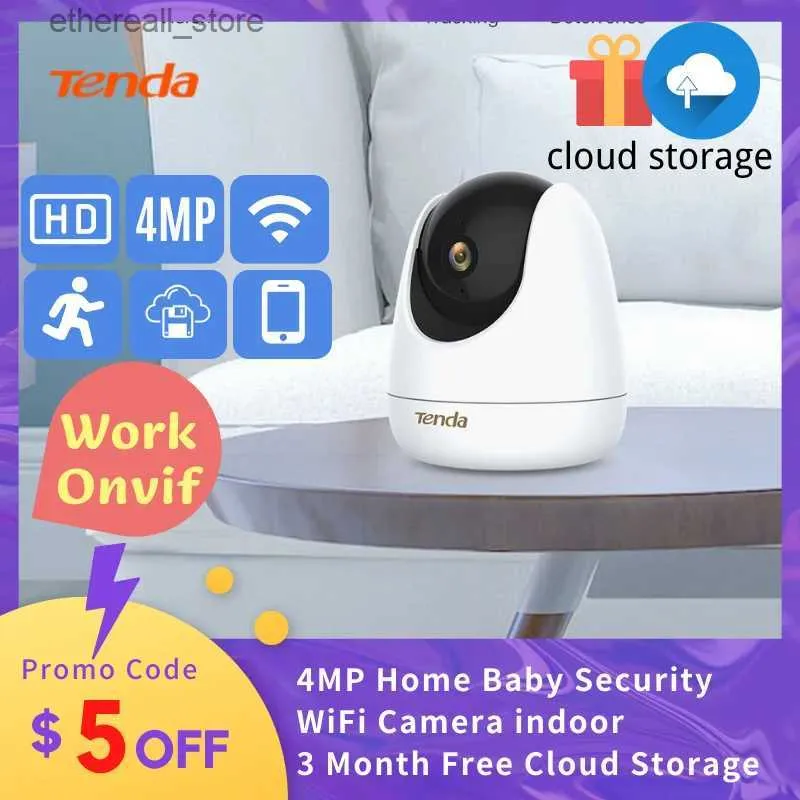 Baby Monitors Tenda CP7 IP Camera WiFi 4MP Smart Home Indoor Wireless Surveillance Camera Automatic Tracking Home Security Baby Pet Monitor Q231104