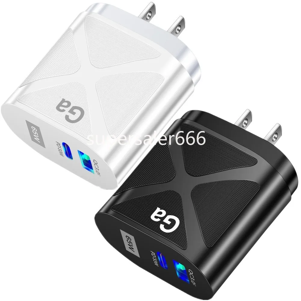 65W Cargadores de teléfono celular súper rápidos PD USB-C Cargador UE EE. UU. Reino Unido Adaptadores de corriente de carga de pared para Iphone x xr 12 13 14 Samsung Lg S1 con caja