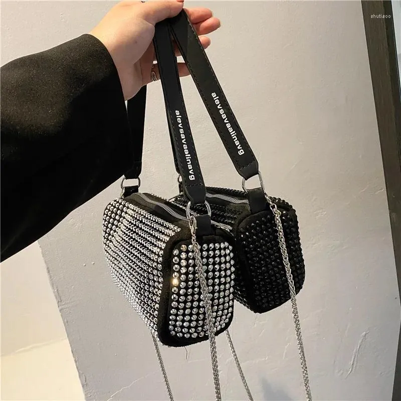 Sacs de courses pour femmes, sac à bandoulière en diamant strass, pochette à paillettes scintillantes, sac à main de luxe brillant