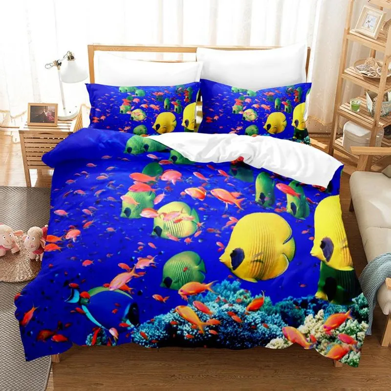 Bedding Sets Bed Linen Set King Size Dropship Duvet Cover Bedroom 3D Print Undersea World Home Textile Double Kid Quilt