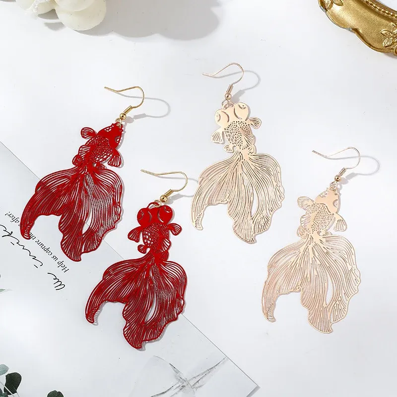 Chinese Style Simulated Fish Hollow Ear Hooks Fashionable Womens Piercing  Resin Dangle Earrings Earrings Perfect Jewelry Gift From Loveyourheart0518,  $1.04