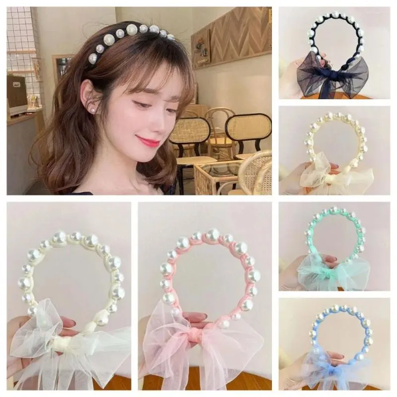 Accessori per capelli Fascia per capelli con nastro di perle stile coreano Fascia per capelli 3D carina con clip a cerchio per principessa Fascia per ghirlanda per bambini