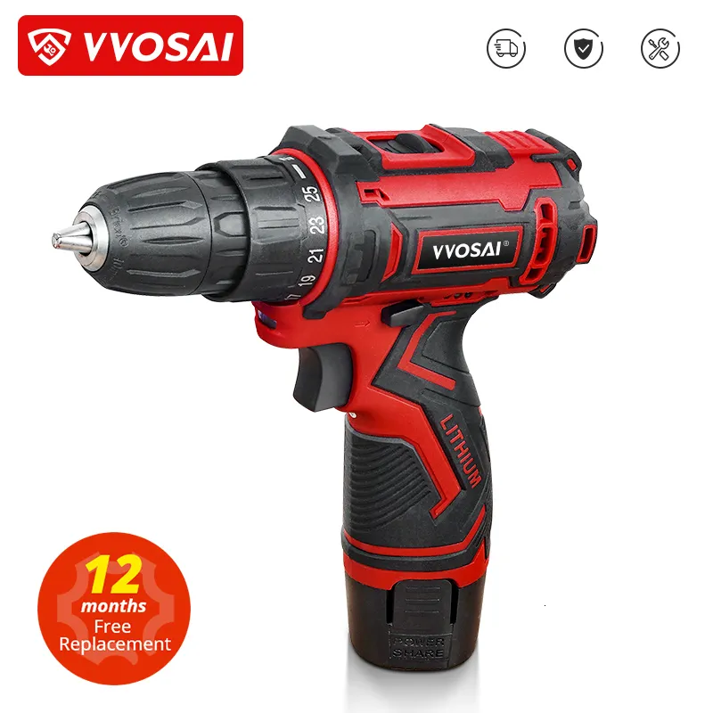Electric Drill Vvosai 12V Max Electric Screwdriver Cordless Drill Mini Wireless Power Driver DC Lithium-Ion Battery 38-tums 2-växlad 230404