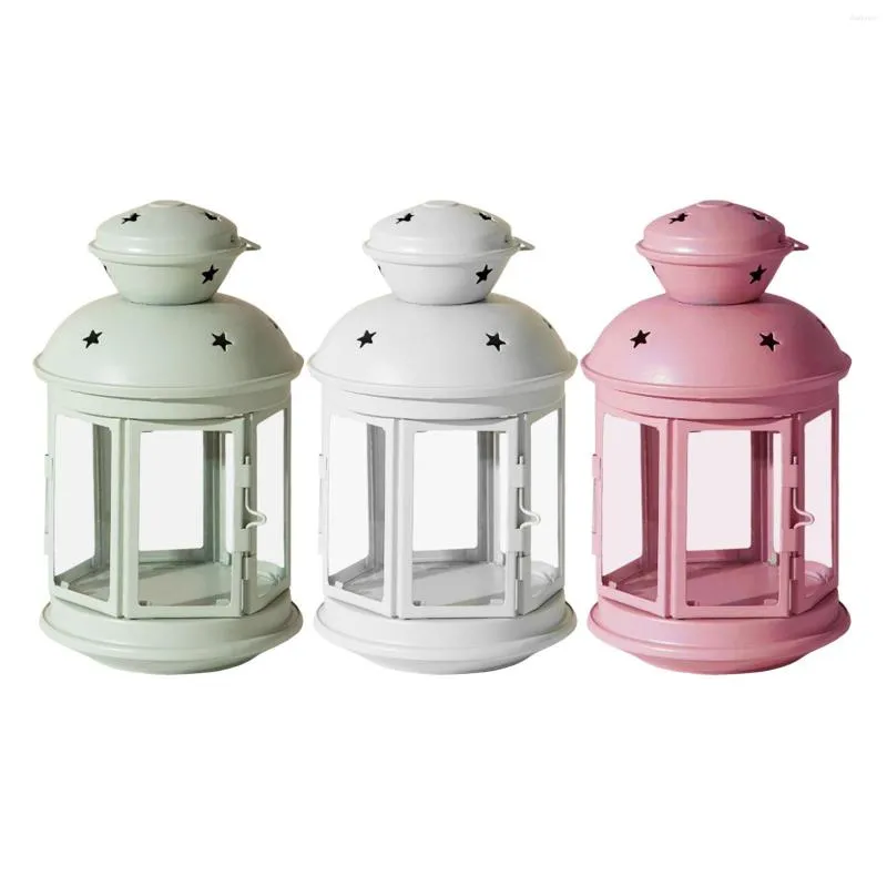 Kandelaars Elegante houder Winddicht kandelaar Iron Figurine Portable Vintage Tealight Lantern voor slaapkamer bruiloften keuken