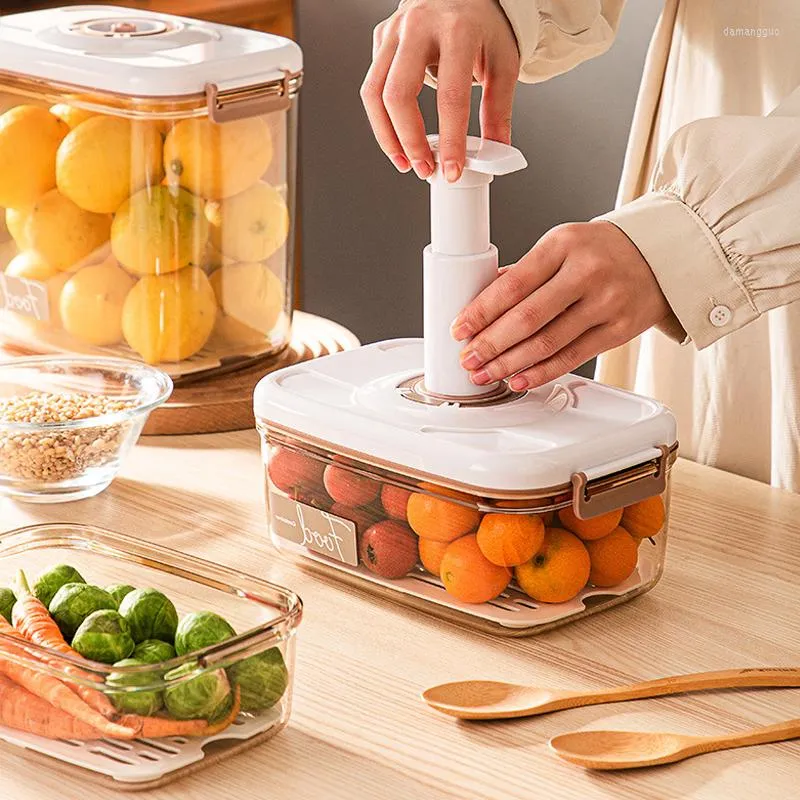 Storage Bottles Vacuum Seal Food Box With Pump Kitchen Preserve Marinate Containers Locking Lid Refrigerator Organizer Bins