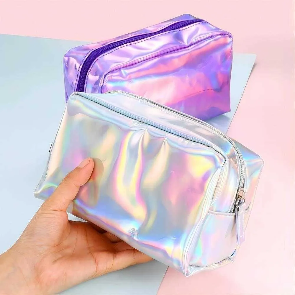 Bolsa de almacenamiento de viaje impermeable transparente de varios colores, bolsa de maquillaje láser, bolsa de cosméticos, bolsas de lavado para mujer, bolso organizador de moda, bolso pequeño