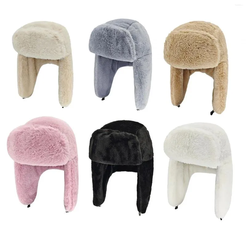 Berets Inverno Trapper Chapéus Orelha Flaps Neve Pelúcia Ski Chapéu Térmico Quente Bicicleta Patinação Mantendo Correndo Motocicleta