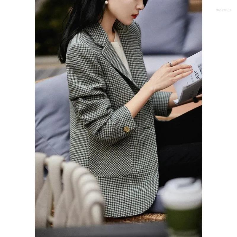 DHgate Checkered Blazers Womens Casual British Style Spring Fall Suit Jackets Apparel