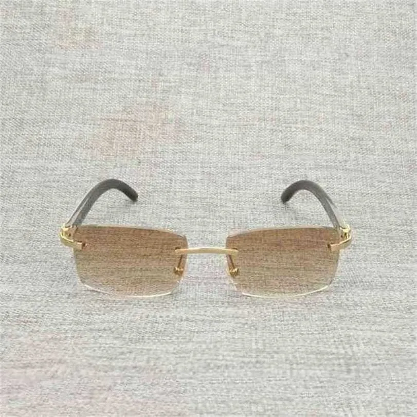 Designer di lusso da donna Vintage Nero Bianco Corno di bufalo Senza montatura da uomo in legno naturale Occhiali quadrati Montatura da donna Tonalità di legno Oculos Occhiali da vistaKajia