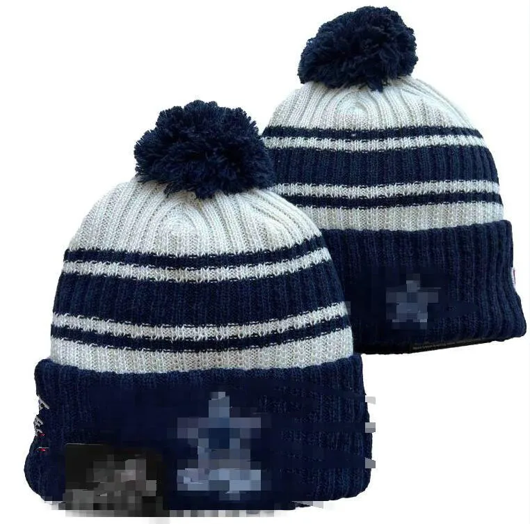 Mannen Gebreide Cuffed Pom Chicago DAL Bobble Hoeden Sport Gebreide Muts Gestreepte Zijlijn Wol Warme Baseball Mutsen Cap voor Vrouwen A11