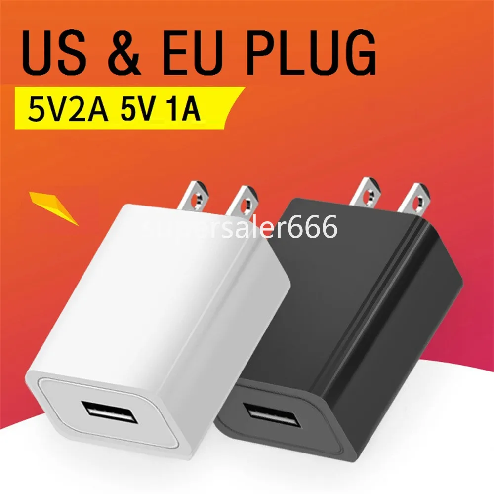 High Speed ​​5V 1A 2A EU US AC Home Travel Wall Charger Power Adapters för iPhone 7 8 11 12 Samsung S10 S20 HTC S1