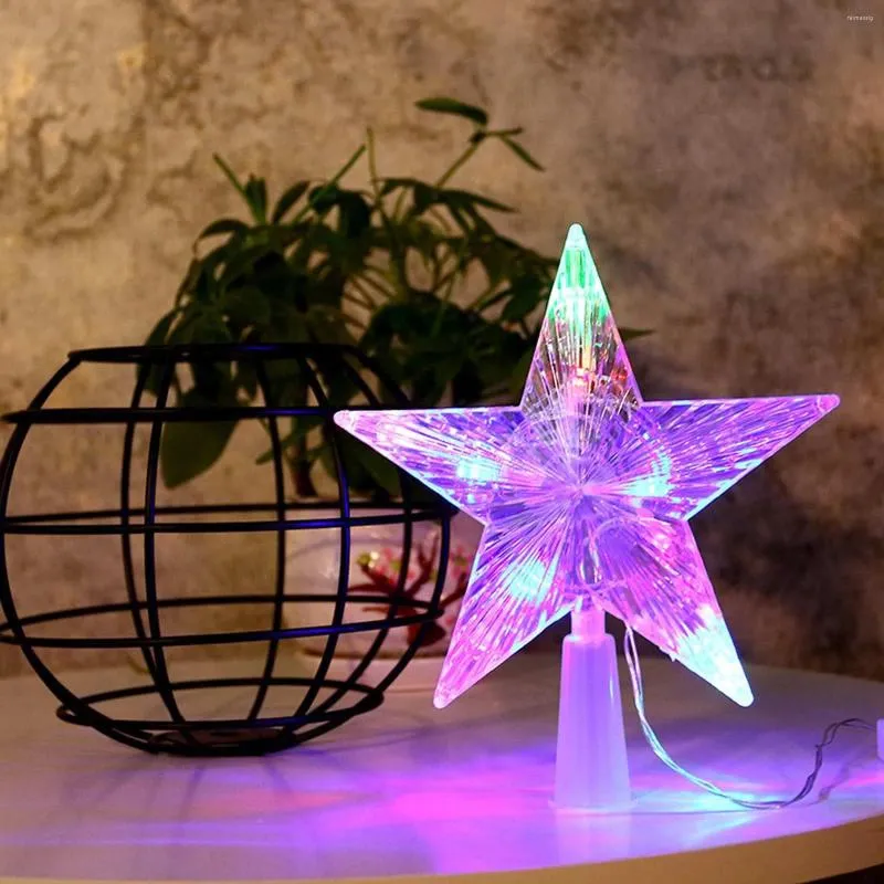 Decorações de Natal LED Árvore Top Decoração Iluminação Adereços Estrela com Luzes de Cinco Pontas