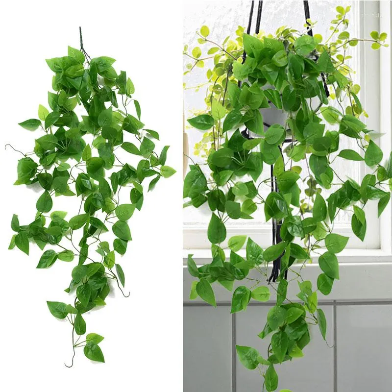 Decorative Flowers Home Decor Artificial Wall Hanging Plants Plastic Rattan Leaves Fake Ivy Leaf Green Plant For Outdoor Garden Decoration