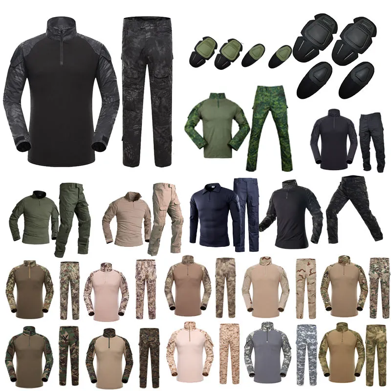 Outdoor Battle Dress Uniform Tactical BDU Set Army Combat Clothing Camouflage Us Uniform met knipad elleboogblokken No05-008